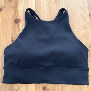 Lululemon High Neck Longline Ribbed Energy Bra (Black, Size 8)